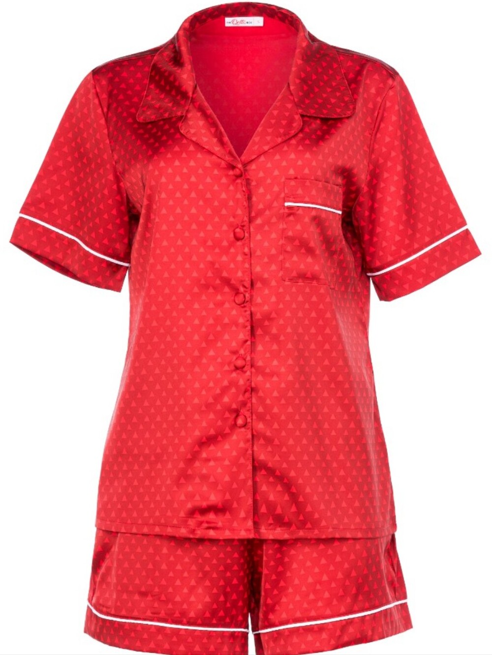 Delta Sigma Theta Red Satin Short Pajama Set - Classic Button-Up XL